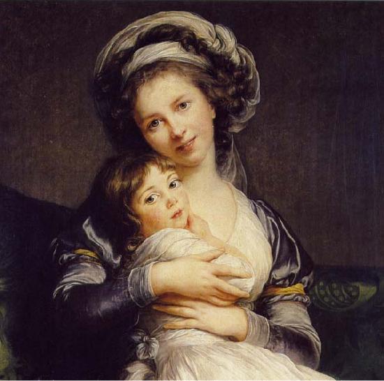 Elisabeth Louise Viegg-Le Brun Self portrait in a Turban with Julie, Sweden oil painting art